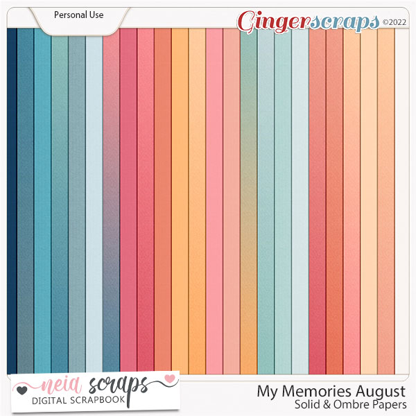 My Memories - August - Solid & Ombre Papers - by Neia Scraps