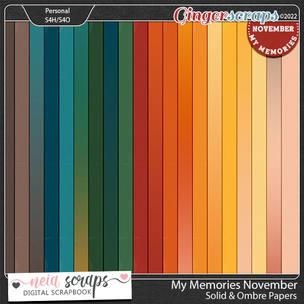 My Memories November - Solid & Ombre Papers by Neia Scraps