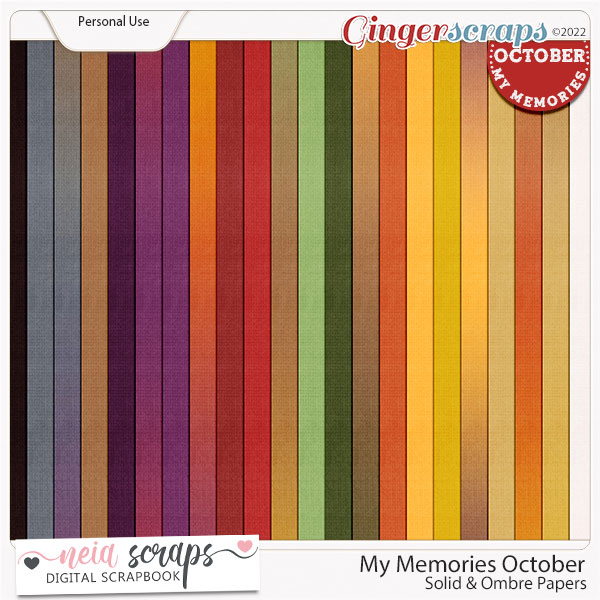 My Memories October - Solid & Ombre Papers - by Neia Scraps