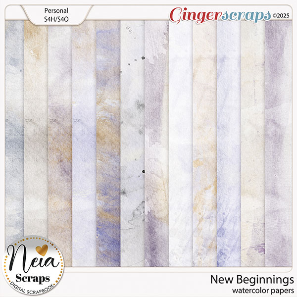 New Beginnings - Watercolor Papers - by Neia Scraps