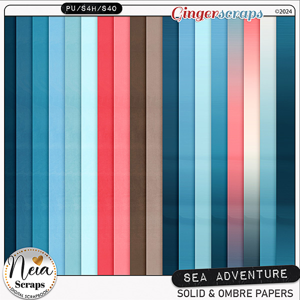Sea Adventure - Solid & Ombre Papers - by Neia Scraps