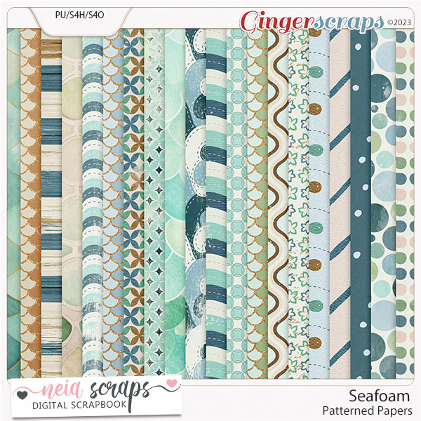 Seafoam - Patterned Papers - by Neia Scraps