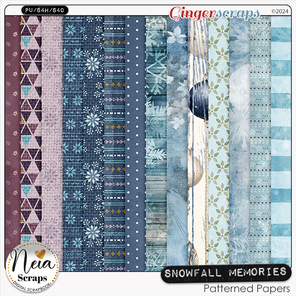 Snowfall Memories - Patterned Papers - by Neia Scraps