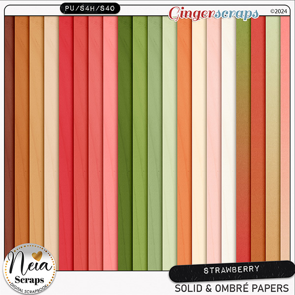 Strawberry - Solid & Ombré Papers- by Neia Scraps