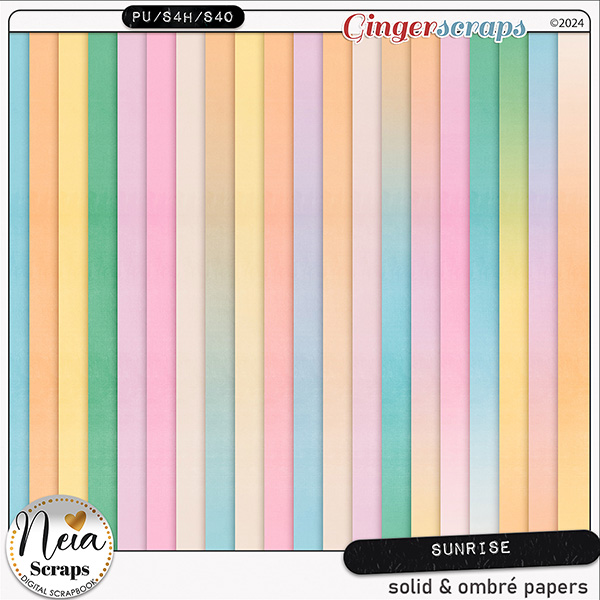 Sunrise - Solid & Ombré Papers - by Neia Scraps