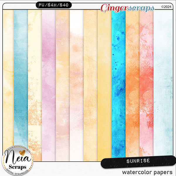 Sunrise - Watercolor Papers - by Neia Scraps