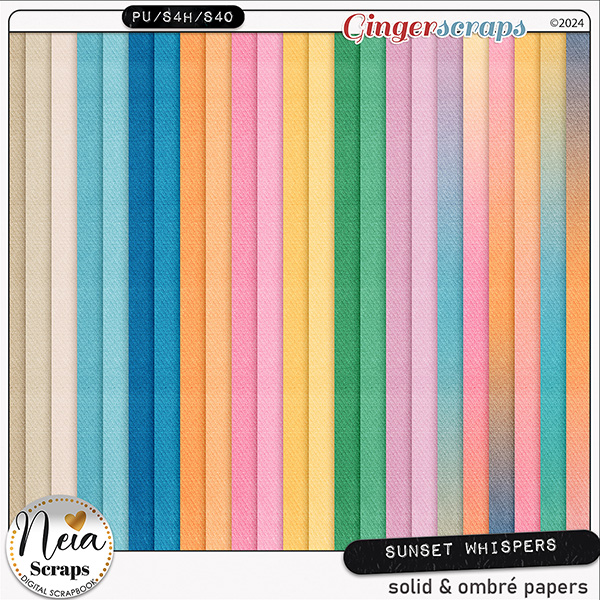 Sunset Whispers - Solid & Ombré Papers - by Neia Scraps