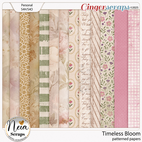 Timeless Bloom - Patterned Papers - by Neia Scraps 