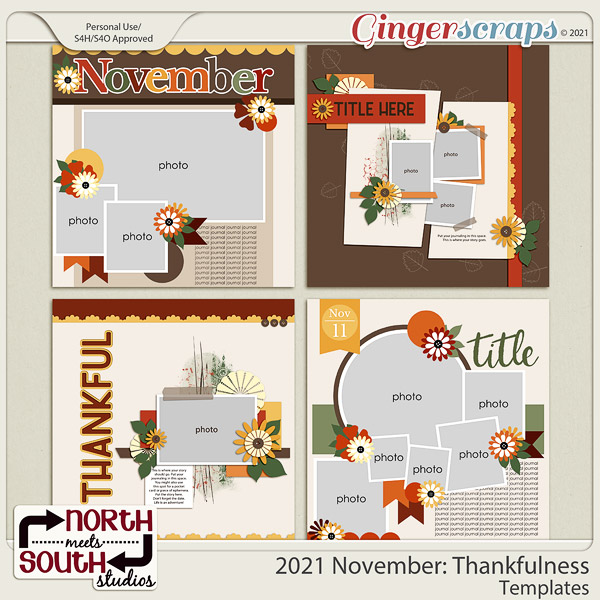 2021 November: Thankfulness Templates by North Meets South Studios