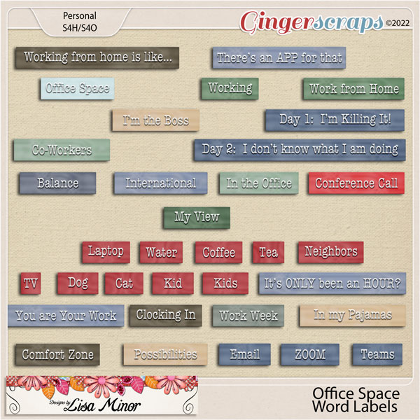 Office Space Word Labels from Designs by Lisa Minor