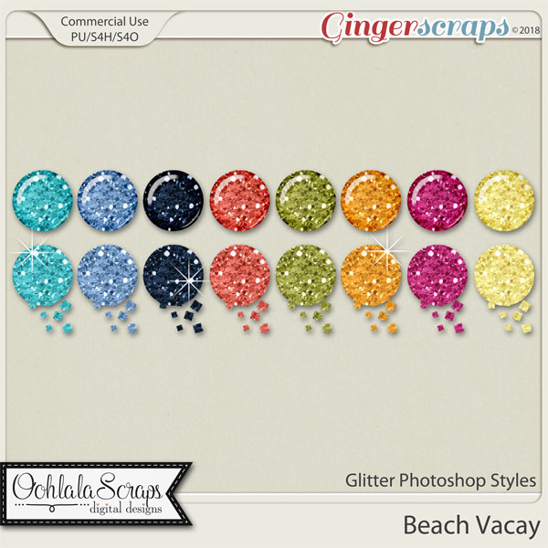 Beach Vacay CU Glitter Photoshop Styles