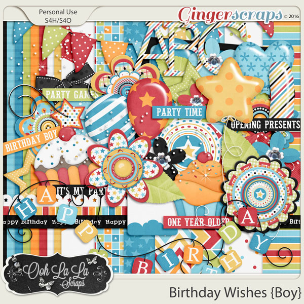 Birthday Wishes Boy Add On Mini Digital Scrapbooking Kit