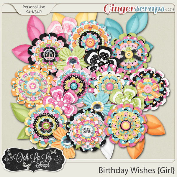 Birthday Wishes Girl Layered Flowers