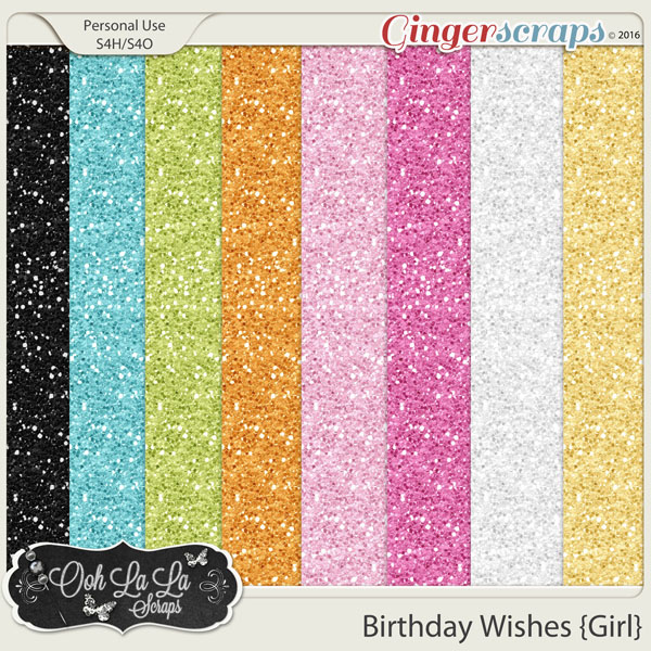 Birthday Wishes Girl Glitter Sheets