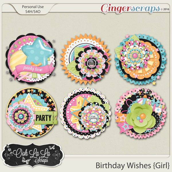 Birthday Wishes Girl Cluster Seals