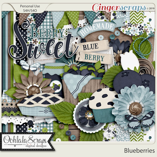 Blueberries Digital Scrapbook Kit