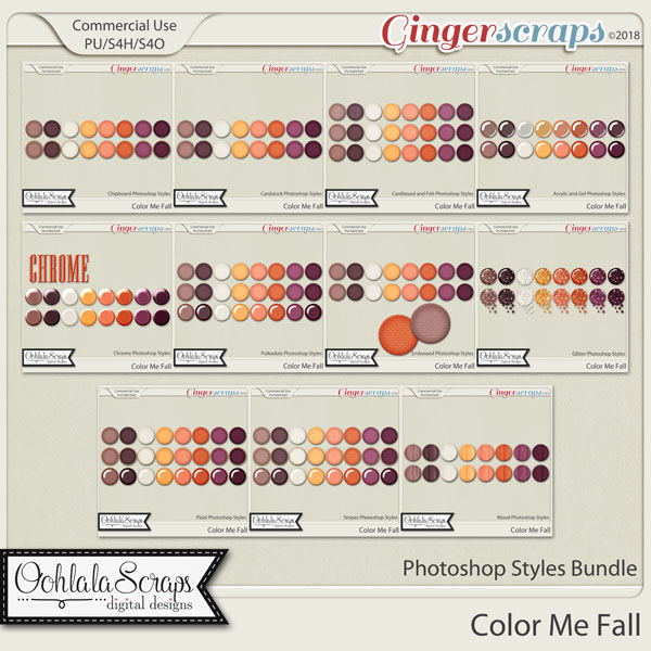 Color Me Fall CU Photoshop Styles Bundle