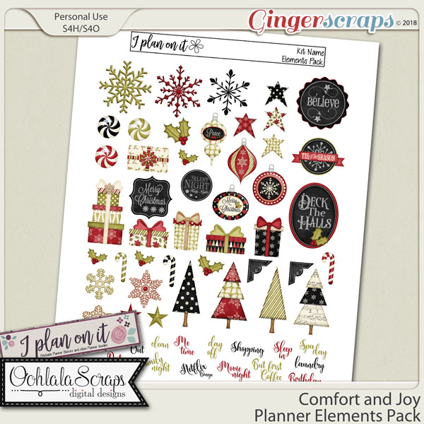 Comfort and Joy Planner Stickers Elements Pack