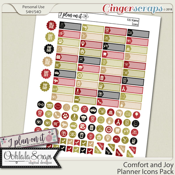 Comfort and Joy Planner Stickers Icons Pack