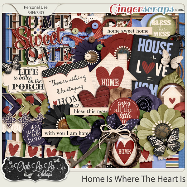 Home Is Where The Heart Is Digital Scrapbooking Kit