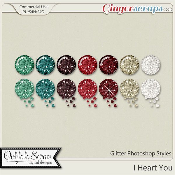 I Heart You Glitter CU Photoshop Styles
