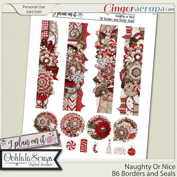 Naughty Or Nice B6 Borders and Cluster Seals Planner Stickers