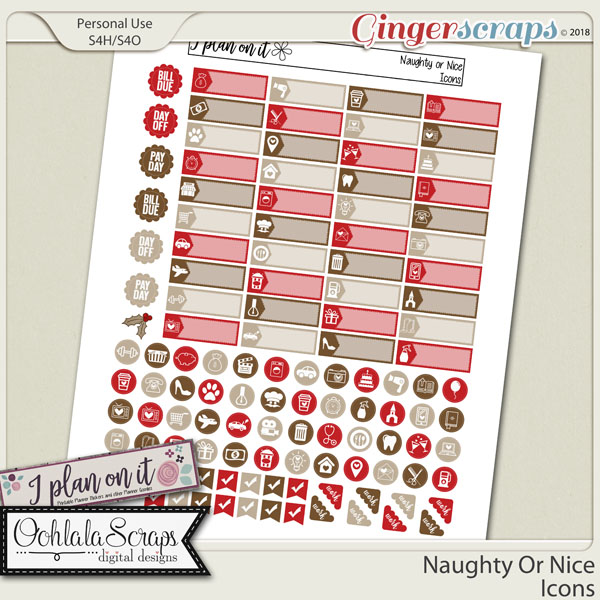 Naughty or Nice Planner Stickers Icons Pack