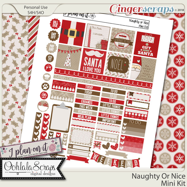 GingerScraps :: Planners :: Naughty Or Nice Planner Stickers Mini Kit