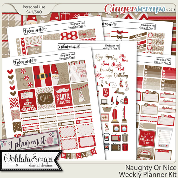 Naughty Or Nice Planner Stickers Weekly Kit