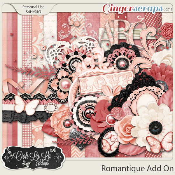 Romantique Add On Mini Digital Scrapbooking Kit