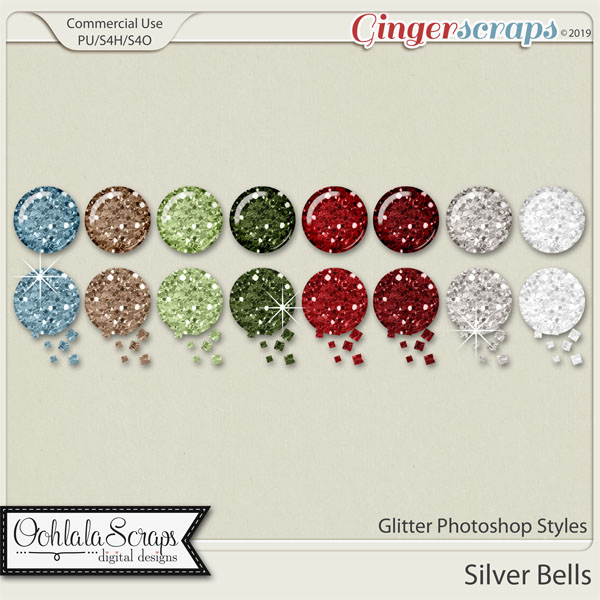 Silver Bells Glitter CU Photoshop Styles
