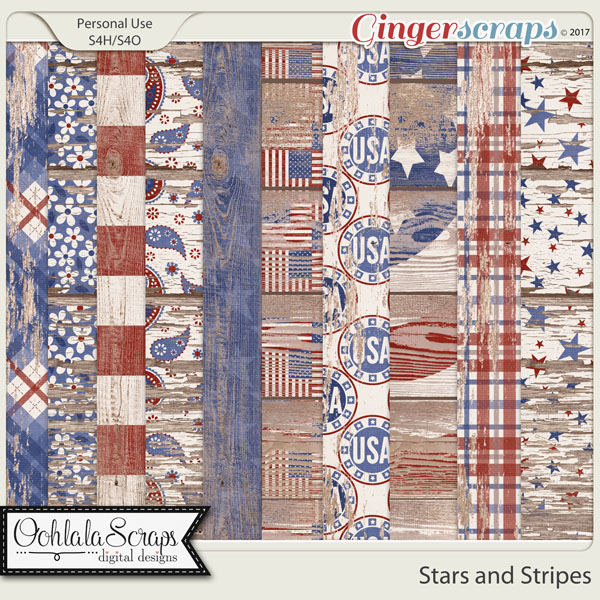 Stars and Stripes Worn Wood Papers