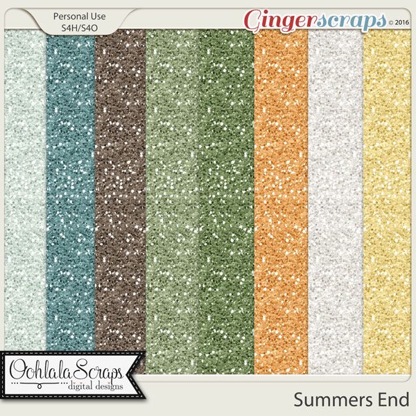 Summers End Glitter Papers