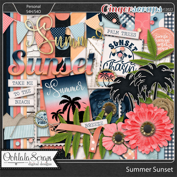 Summer Sunset Digital Scrapbook Kit