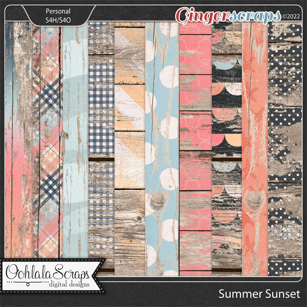 Summer Sunset Worn Wood Papers