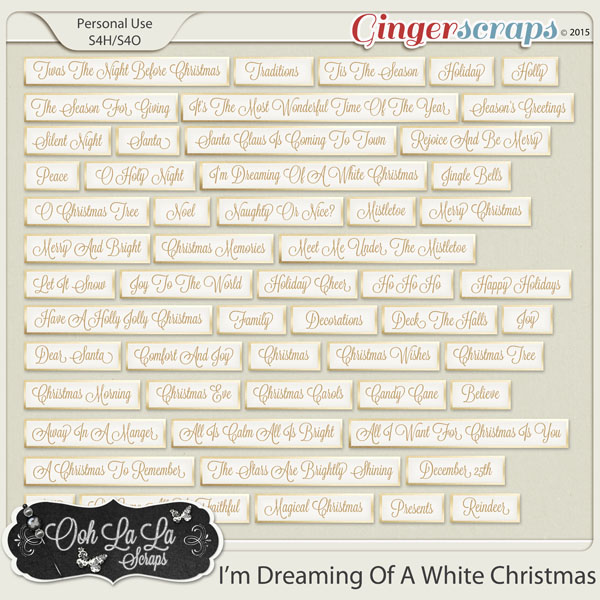 I'm Dreaming Of A White Christmas Word Labels 