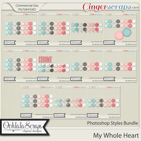 My Whole Heart CU Photoshop Styles Bundle