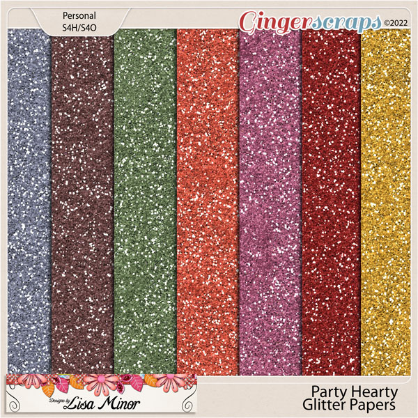 Party Hearty Glitter Papers from Designs by Lisa Minor