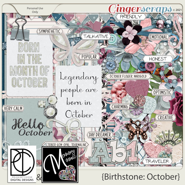 Birthstone: October by Memory Mosaic and Polka Dot Chicks