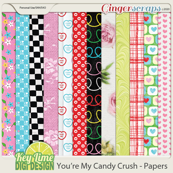 Youre My Candy Crush Patterned Papers By Key Lime Digi Design