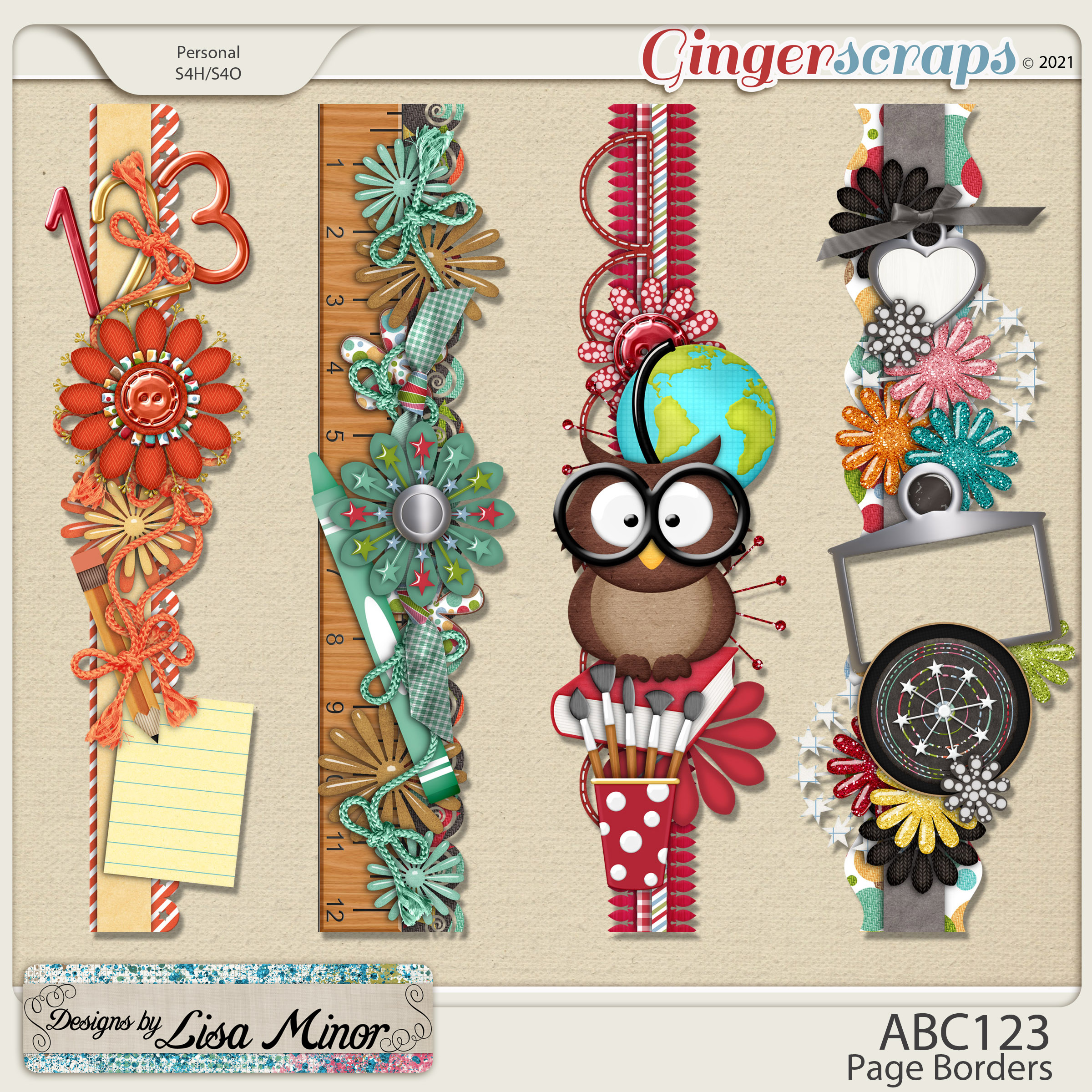 ABC123 Page Borders from Designs by Lisa Minor