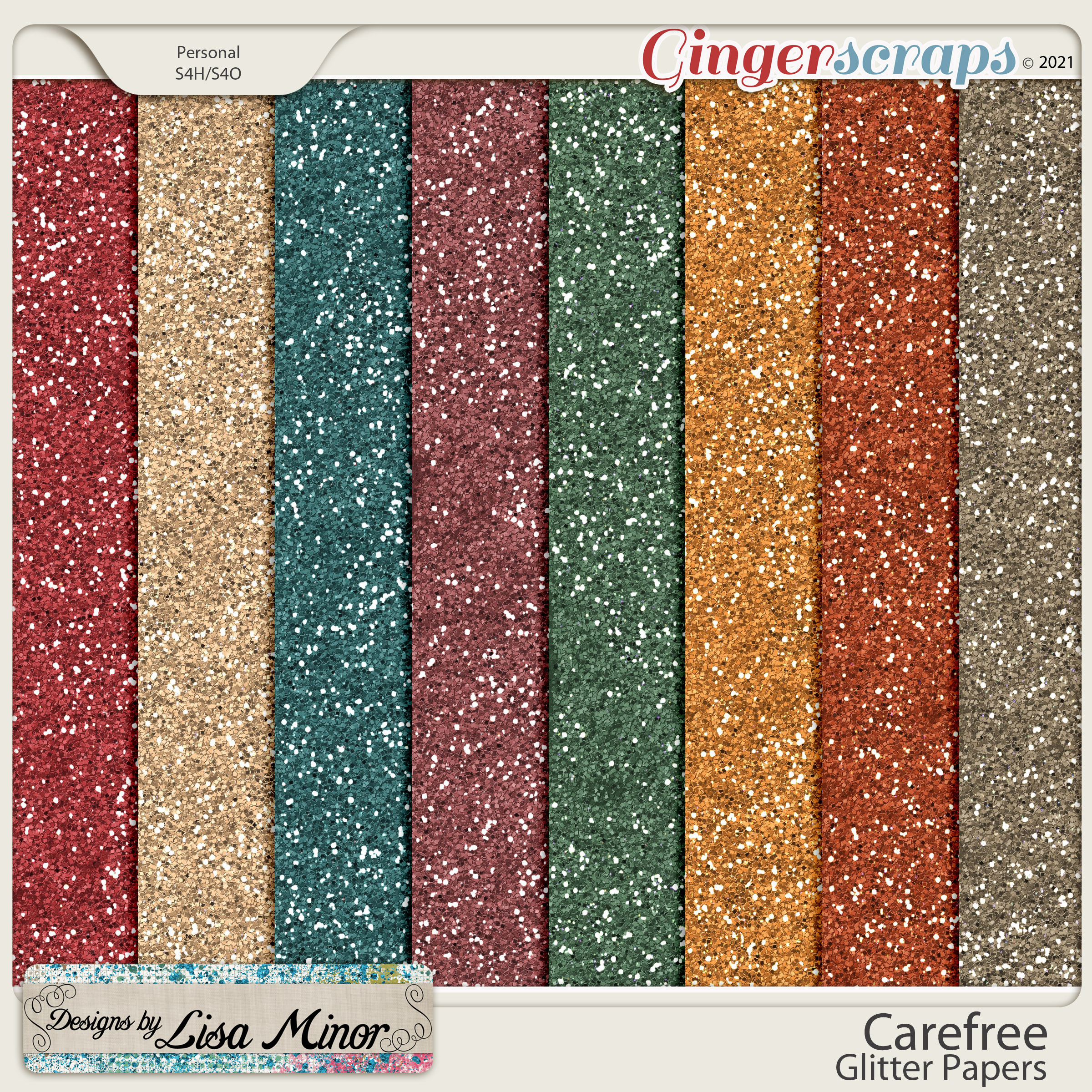 Carefree Glitter Papers from Designs by Lisa Minor