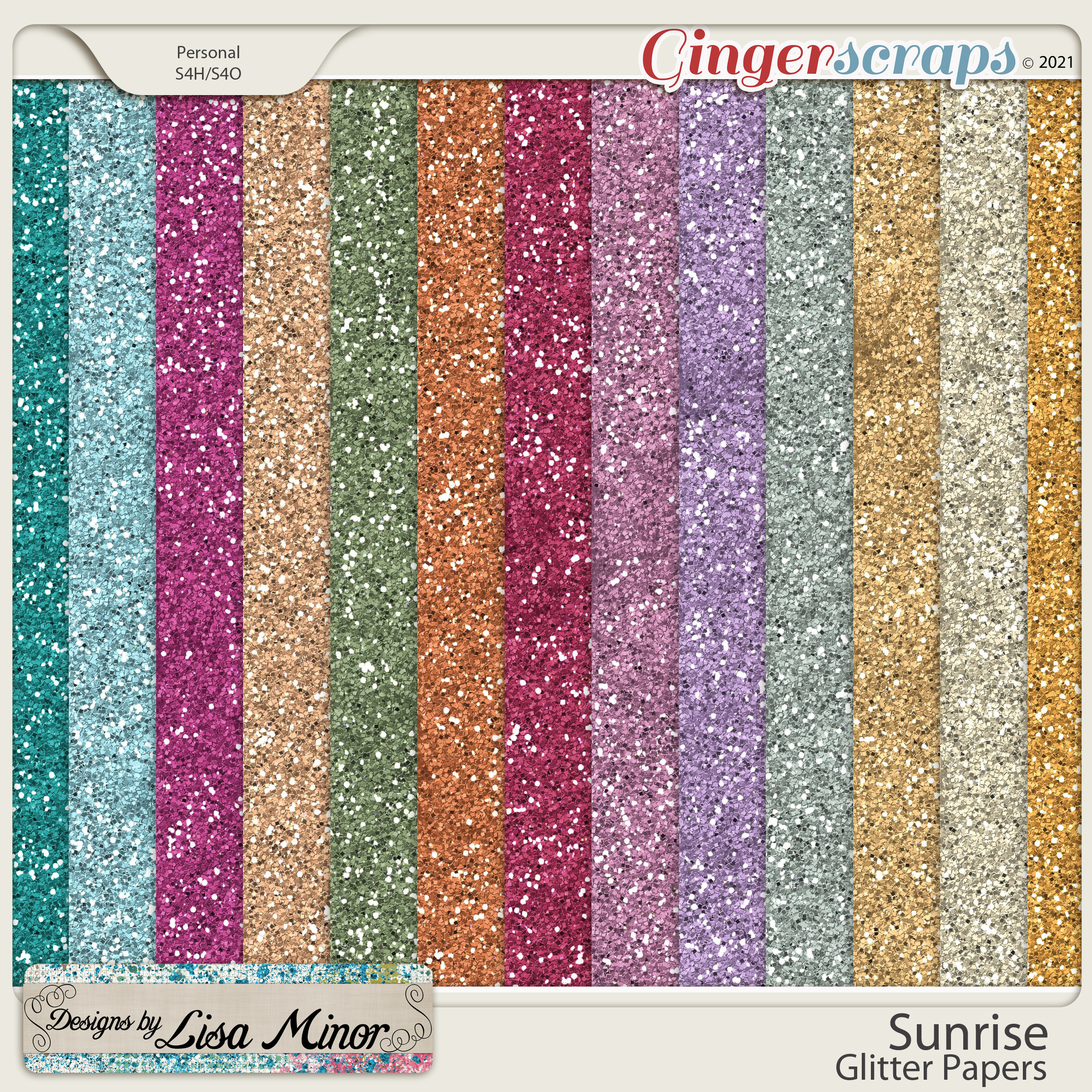 Sunrise Glitter Papers from Designs by Lisa Minor