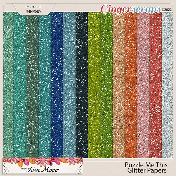 Puzzle Me This Glitter Papers from Designs by Lisa Minor