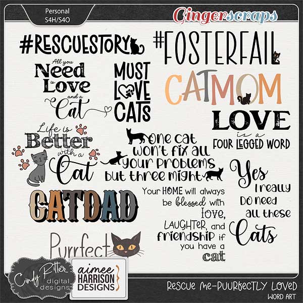 Rescue Me - Purrfectly Loved [Word Art] Cindy Ritter & Aimee Harrison 