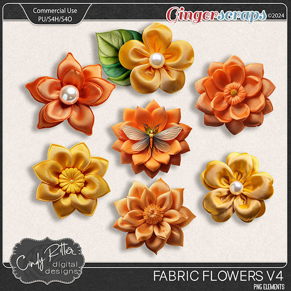 Fabric Flowers V4 by Cindy Ritter [CU]