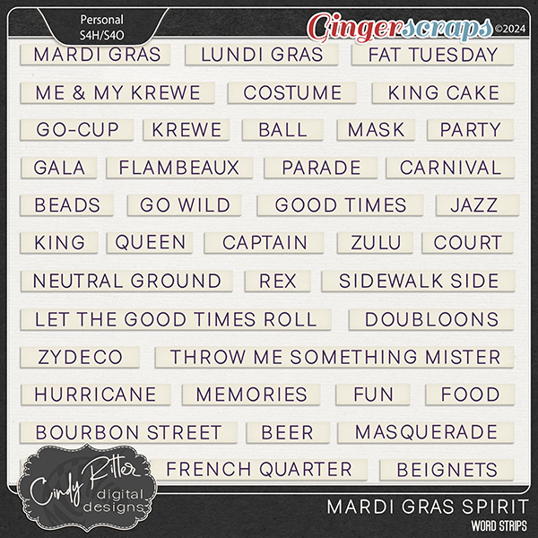 Mardi Gras Spirit [Word Strips] by Cindy Ritter