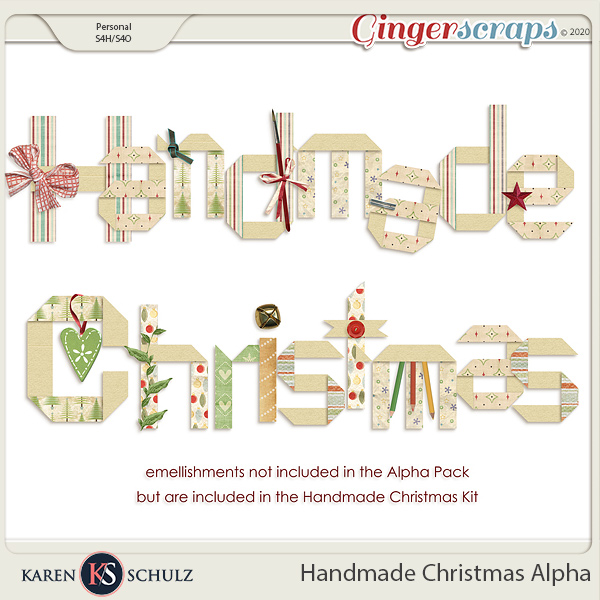 GingerScraps Alphas Handmade Christmas Alpha by Karen Schulz