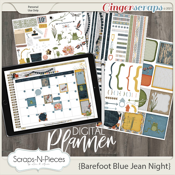 Barefoot Blue Jean Night Planner Pieces- Scraps N Pieces