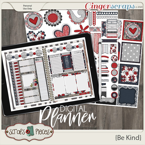 Be Kind Planner Pieces - Scraps N Pieces 